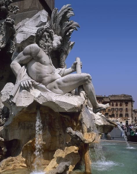 Fontana dei Quattro Fiumi, Piazza Navona, Rome, Lazio, Italy