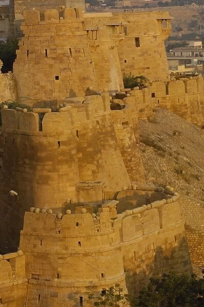 The Fort which stands 76 meters above the town of Jaisalmer and is enclosed by a 9km wall