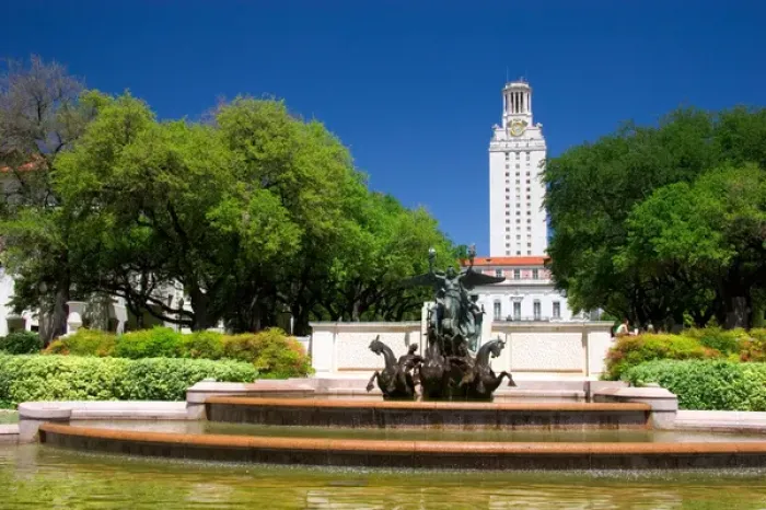 Framed Print : A fountain on the campus of University of Texas in Austin