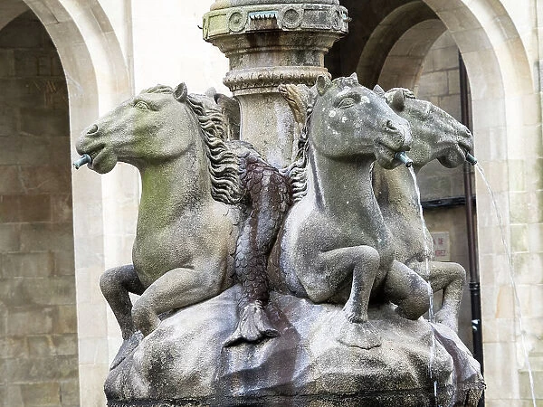 Fountain of the Horses (Fuente de los Caballos) on Plaza de las Platerias Square