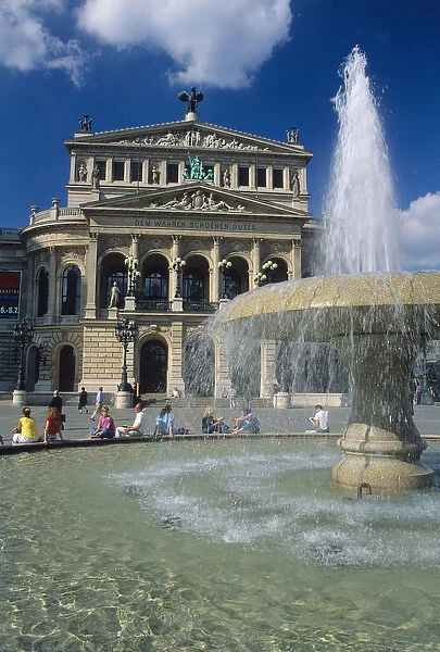 A fountain in front of the Opera House in Frankfurt, Germany. germany, german