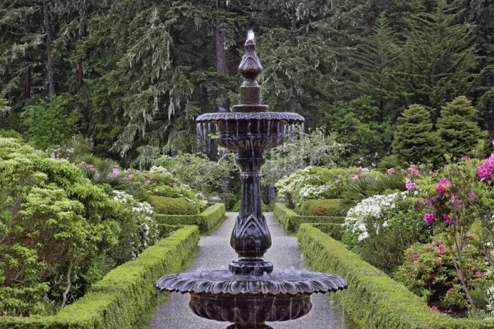 Framed Print : Fountain and in rhododendron garden, Shore Acres State Park, Coos Bay, Oregon Framed Print : Fountain and in rhododendron garden, Shore Acres State Park, Coos Bay, Oregon