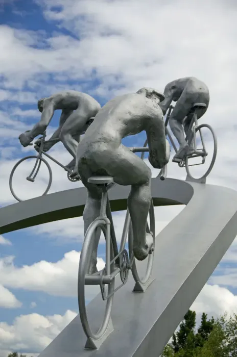 Framed Print : France, Aire des Pyrenees. Tour de France monument between Tarbes and Pau (aka Le