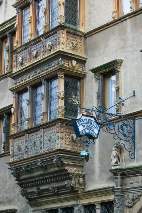 Framed Print : FRANCE-Alsace (Haut Rhin)-Colmar: Maison des Tetes (House of the Heads) - Ornate Renaissance