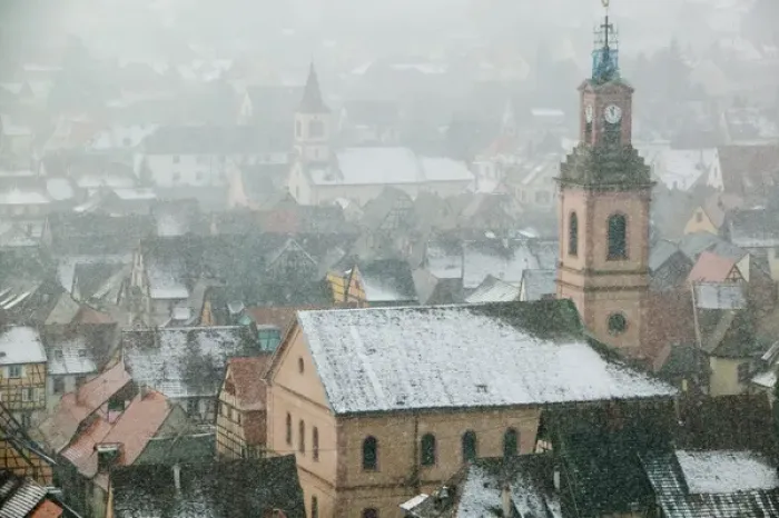 Framed Print : FRANCE- Alsace (Haut Rhin)- Riquewihr: Town view of Alsatian Wine Village in Winter Framed Print : FRANCE- Alsace (Haut Rhin)- Riquewihr: Town view of Alsatian Wine Village in Winter