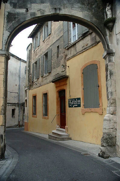 03. France, Arles, Provence, arch over narrow city street (Editorial Usage Only)