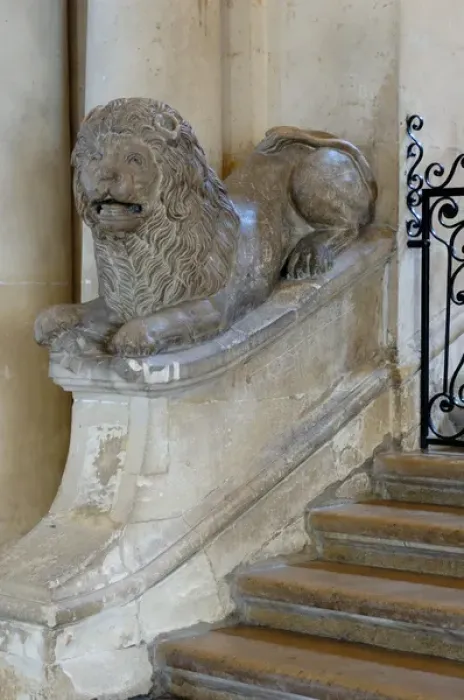 Framed Print : 03. France, Arles, Provence, lion statue inside city hall