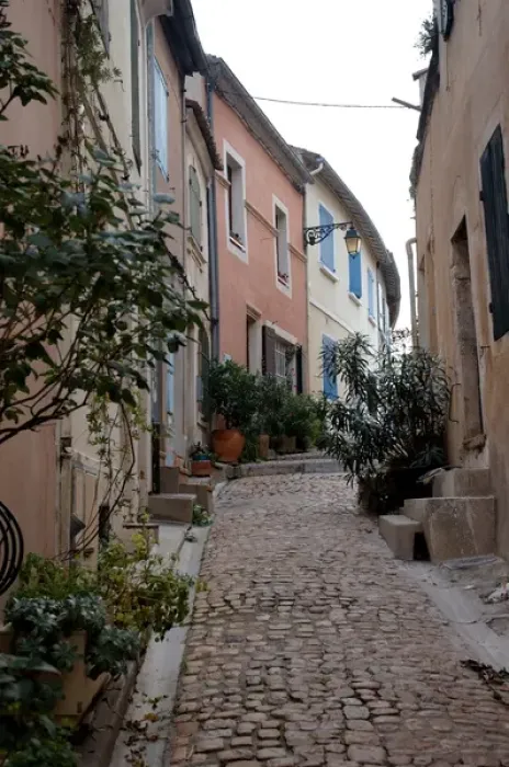 Framed Print : 03. France, Arles, Provence, narrow cobble stone street