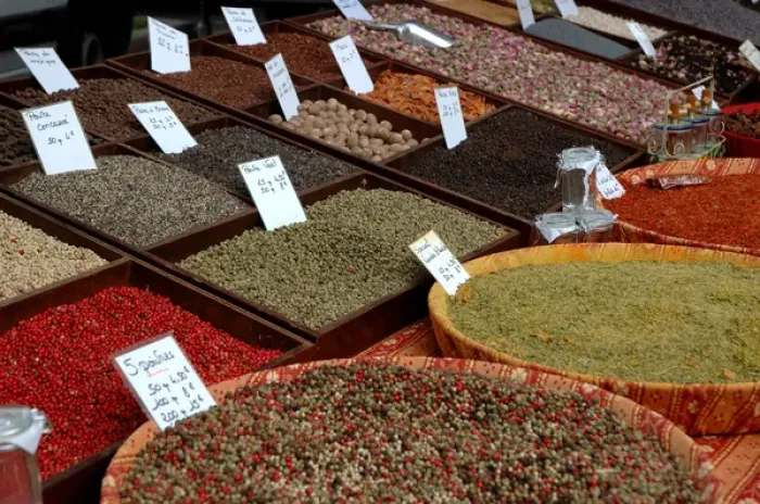 Framed Print : 03. France, Arles, Provence, spices at outdoor market Framed Print : 03. France, Arles, Provence, spices at outdoor market