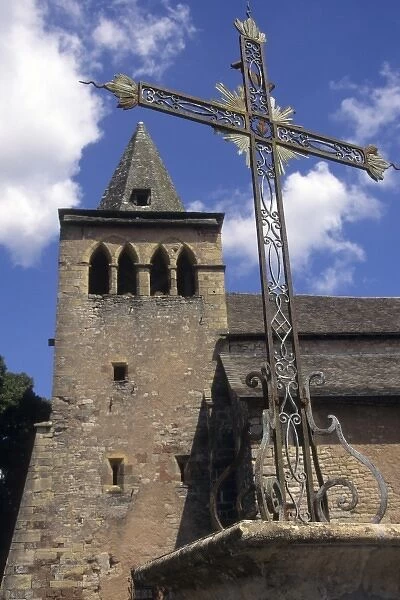 France: Averyon, Bozouls, Eglise Ste Fauste, Romanesque 12th century, steeple