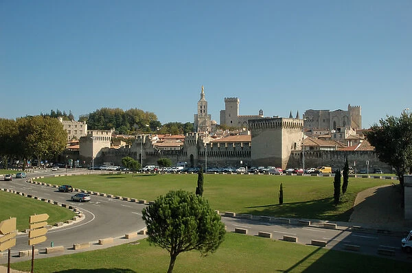 03. France, Avignon, Provence, ramparts surrounding city and Papal Palace