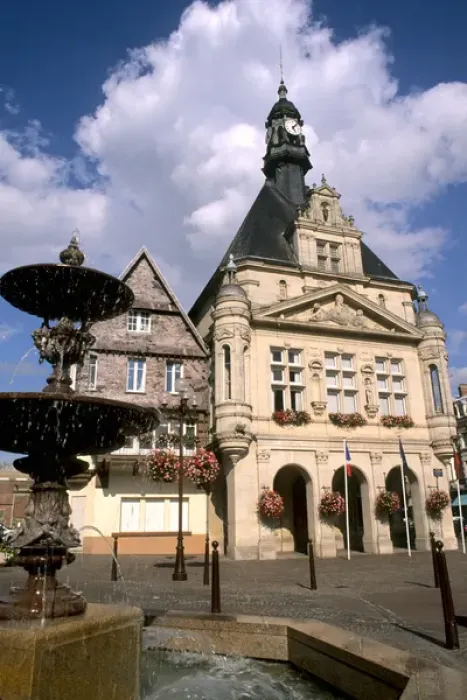 Framed Print : France Beautiful Hotel de Ville in town of Peronne France Framed Print : France Beautiful Hotel de Ville in town of Peronne France