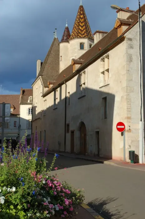 Framed Print : 03. France, Burgundy, Beaune, flowers along street by Hotel-Dieu Framed Print : 03. France, Burgundy, Beaune, flowers along street by Hotel-Dieu