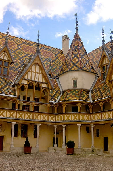 03. France, Burgundy, Beaune, Hotel-Dieu courtyard (Editorial Usage Only)