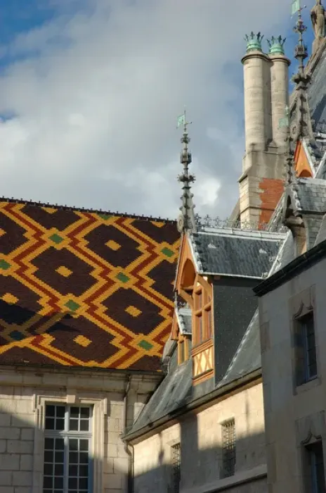 Framed Print : 03. France, Burgundy, Beaune, rooftops of Hotel-Dieu (Editorial Usage Only)