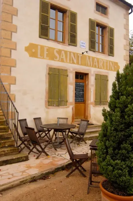 Framed Print : 03. France, Burgundy, Chapaize, Le Saint Martin restaurant with outdoor tables Framed Print : 03. France, Burgundy, Chapaize, Le Saint Martin restaurant with outdoor tables
