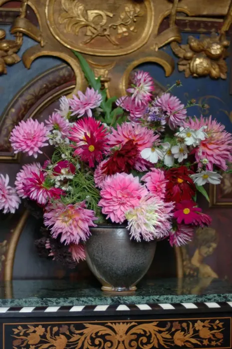 Framed Print : 03. France, Burgundy, Cormatin, Chateau de Cormatin, flower arrangement on inlay chest Framed Print : 03. France, Burgundy, Cormatin, Chateau de Cormatin, flower arrangement on inlay chest