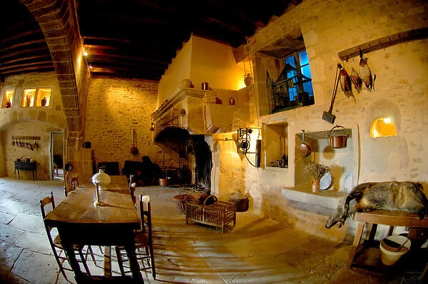 03. France, Burgundy, Maconnais region, Chateau de Pierreclos, Medieval kitchen