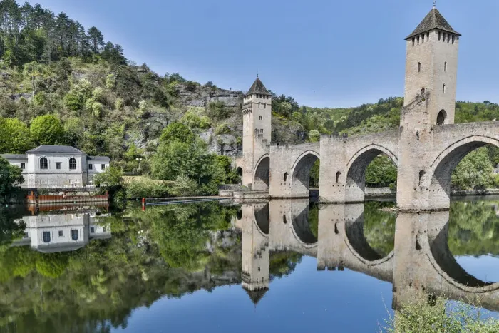 Framed Print : France, Cahors. Pont Valentre over the Lot River Framed Print : France, Cahors. Pont Valentre over the Lot River