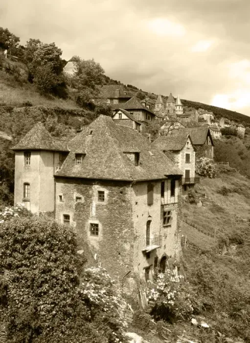 Framed Print : France, Conques, Aveyron, Medieval houses Framed Print : France, Conques, Aveyron, Medieval houses