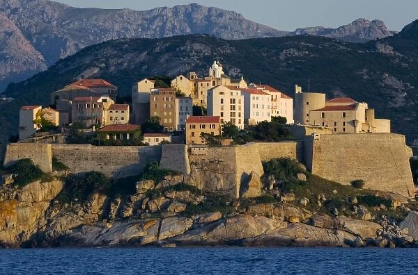 France, Corsica. Buildings of the old city at Calvi within the walls of the historic