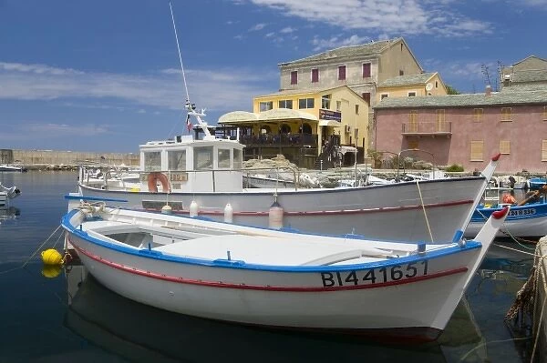 France, Corsica. Fishing boats at village of Centuri. Cap Corse