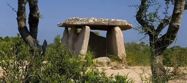 France, Corsica. Fontanaccia Dolmen (Dolmen de Fontanaccia). Bronze-age granite megalith