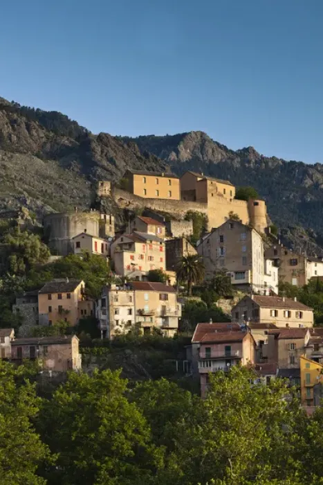 Framed Print : France, Corsica, Haute-Corse Department, Central Mountains Region, Corte, city Framed Print : France, Corsica, Haute-Corse Department, Central Mountains Region, Corte, city