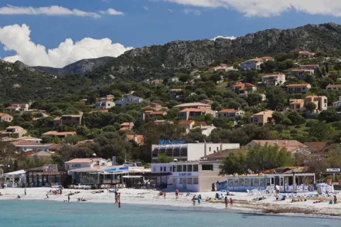 Framed Print : France, Corsica, Haute-Corse Department, La Balagne Region, Ile Rousse, town beach Framed Print : France, Corsica, Haute-Corse Department, La Balagne Region, Ile Rousse, town beach