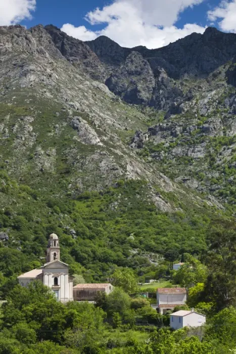 Framed Print : France, Corsica, Haute-Corse Department, La Balagne Region, Feliceto, town baroque church Framed Print : France, Corsica, Haute-Corse Department, La Balagne Region, Feliceto, town baroque church