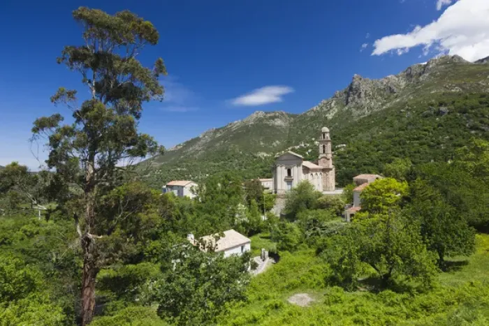 Framed Print : France, Corsica, Haute-Corse Department, La Balagne Region, Feliceto, town baroque church Framed Print : France, Corsica, Haute-Corse Department, La Balagne Region, Feliceto, town baroque church