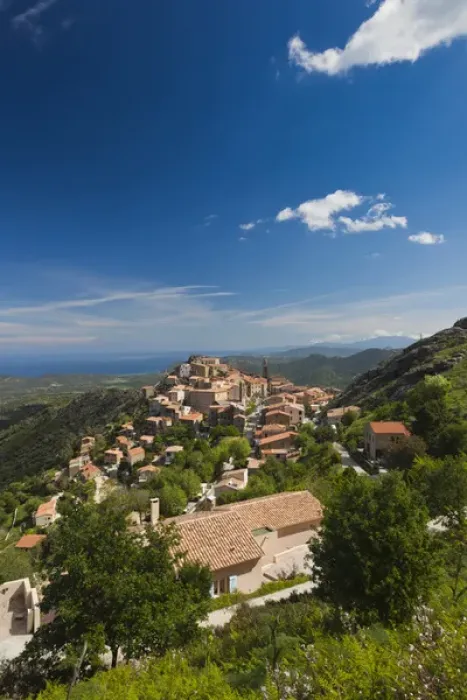 Framed Print : France, Corsica, Haute-Corse Department, La Balagne Region, Speloncato, elevated