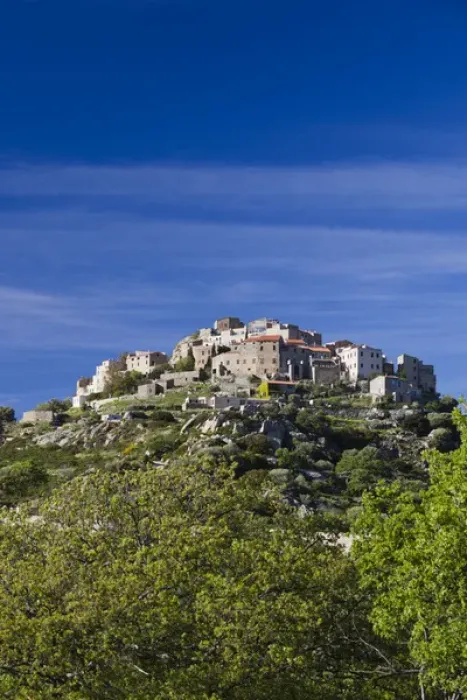 Framed Print : France, Corsica, Haute-Corse Department, La Balagne Region, Sant Antonino, elevated Framed Print : France, Corsica, Haute-Corse Department, La Balagne Region, Sant Antonino, elevated