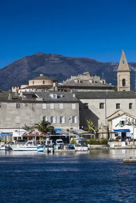 Framed Print : France, Corsica, Haute-Corse Department, Le Nebbio Region, St-Florent, port view Framed Print : France, Corsica, Haute-Corse Department, Le Nebbio Region, St-Florent, port view