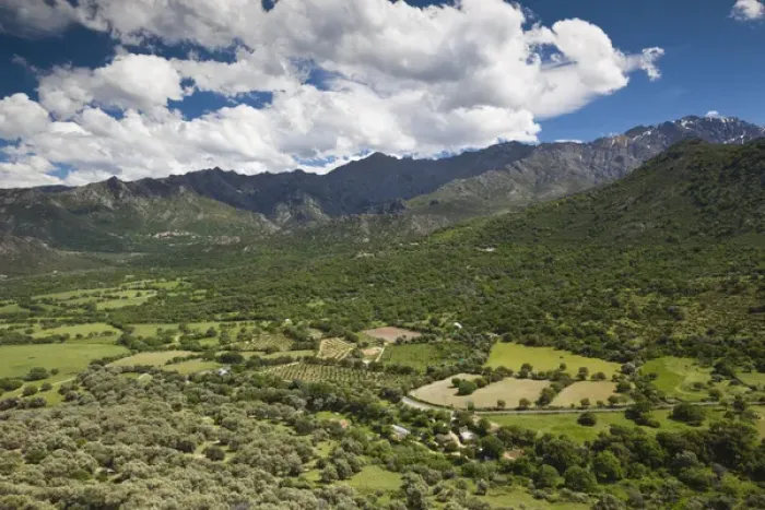 Framed Print : France, Corsica, Haute-Corse Department, La Balagne Region, Avapessa, elevated view