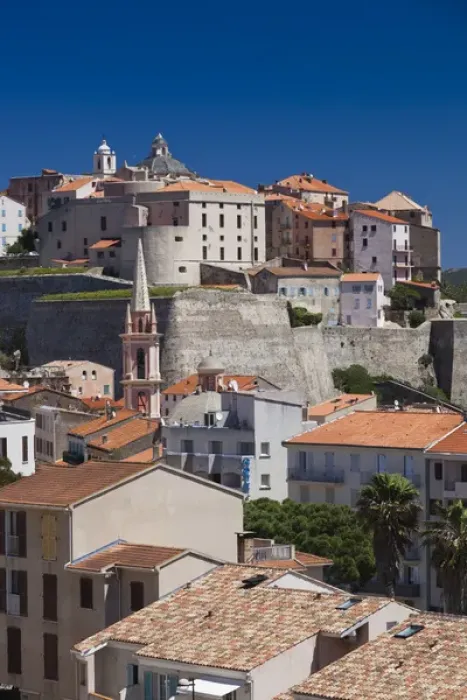 Framed Print : France, Corsica, Haute-Corse Department, La Balagne Region, Calvi, elevated view city and Citadel Framed Print : France, Corsica, Haute-Corse Department, La Balagne Region, Calvi, elevated view city and Citadel
