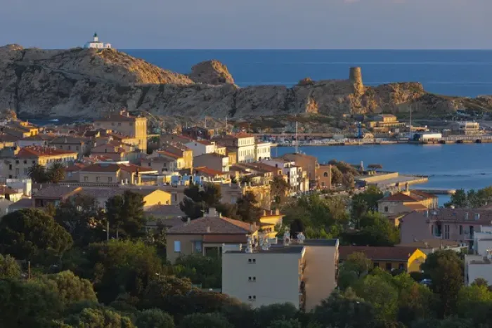 Framed Print : France, Corsica, Haute-Corse Department, La Balagne Region, Ile Rousse, elevated