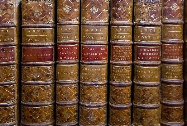France, Corsica. Old books in Ajaccio municipal library