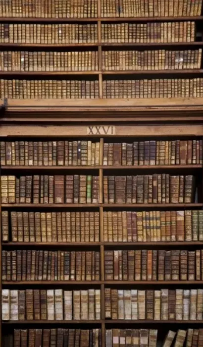 Framed Print : France, Corsica. Old books in Ajaccio municipal library