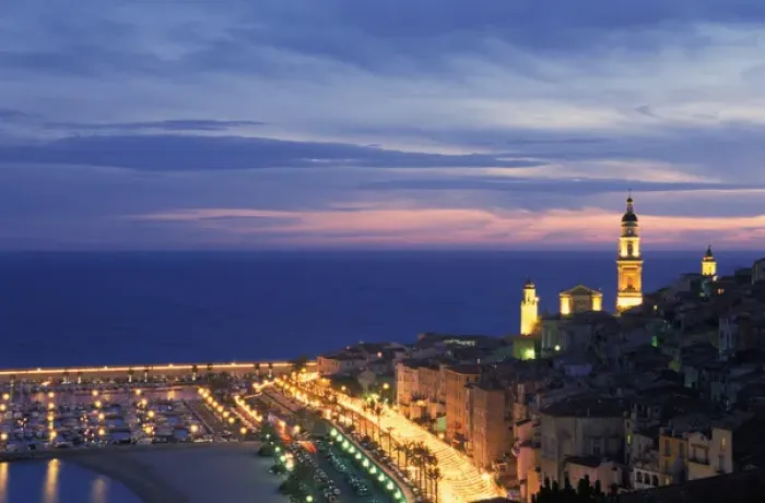 Framed Print : 03. France, Cote d Azur, Menton. St.-Michel church at dusk Framed Print : 03. France, Cote d Azur, Menton. St.-Michel church at dusk