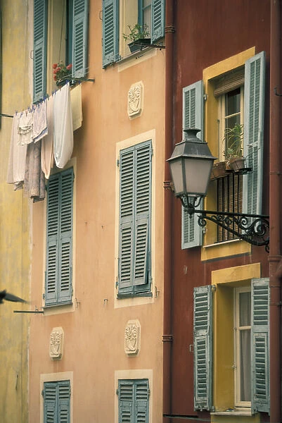 France, Cote d Azur, Nice, French Riviera. Old Nice. Buildings along rue Rossetti