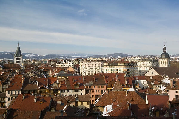 FRANCE-French Alps (Haute-Savoie)-ANNECY: High View of Town  /  Winter