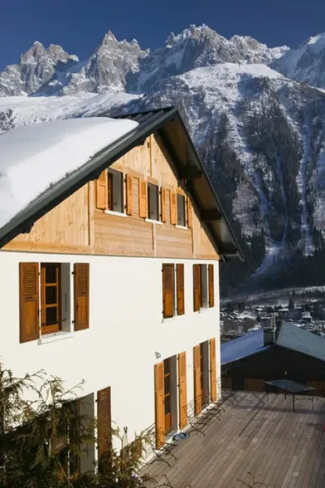 Framed Print : FRANCE-French Alps (Haute-Savoie)-CHAMONIX-MONT-BLANC: Ski Chalet & Aiguille du Midi Framed Print : FRANCE-French Alps (Haute-Savoie)-CHAMONIX-MONT-BLANC: Ski Chalet & Aiguille du Midi