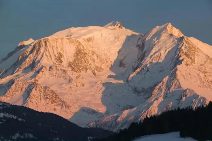 Framed Print : FRANCE-French Alps (Haute-Savoie)-COMBLOUX: Sunset Light on Mont-Blanc (elev. 4810 meters)
