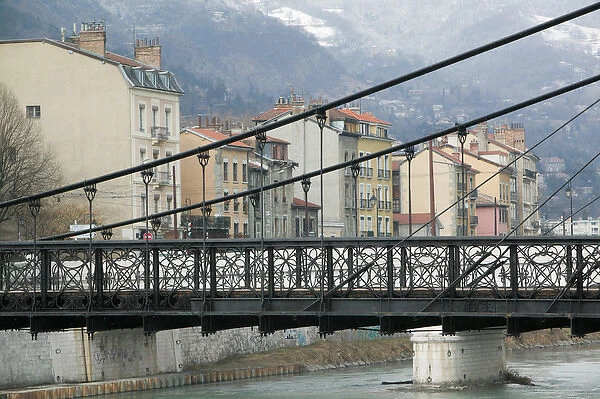 FRANCE-French Alps (Isere)-GRENOBLE: Footbridge on the Isere River  /  Winter