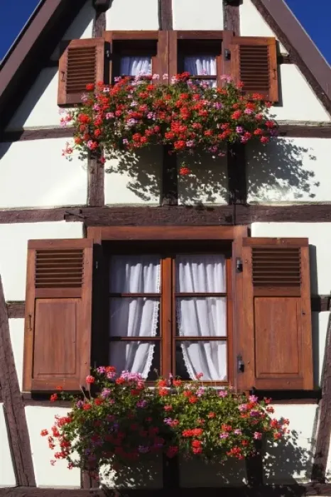 Framed Print : France, Haut-Rhin, Alsace Region, Alsatian Wine Route, Ribeauville, building detail Framed Print : France, Haut-Rhin, Alsace Region, Alsatian Wine Route, Ribeauville, building detail