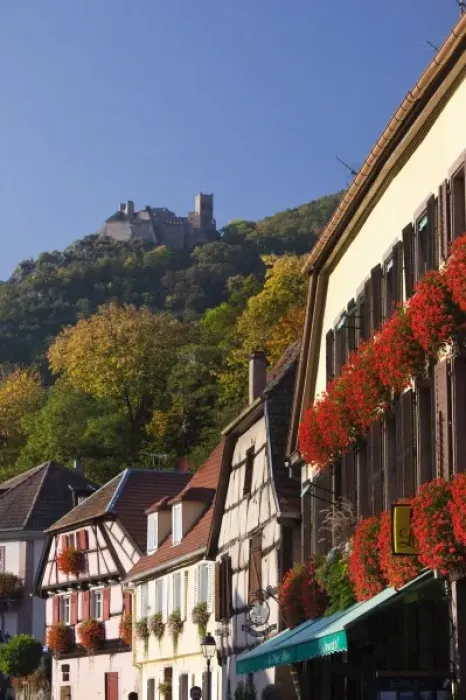 Framed Print : France, Haut-Rhin, Alsace Region, Alsatian Wine Route, Ribeauville, town buildings