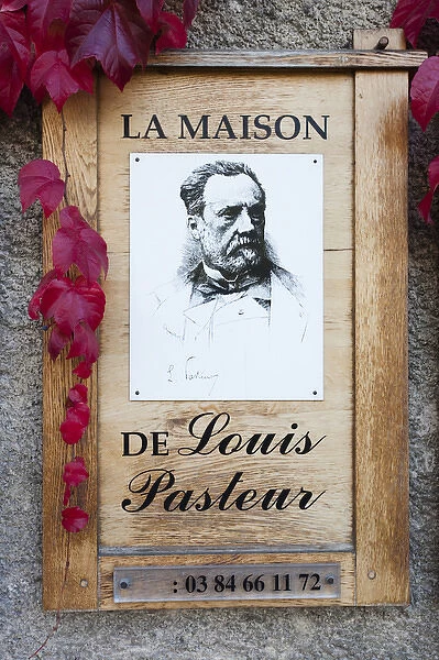France, Jura Department, Franche-Comte Region, Arbois, sign for the Maison Pasteur