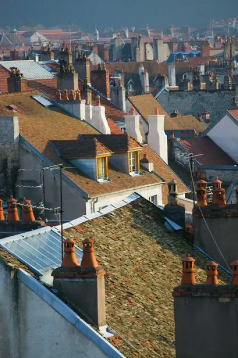 Framed Print : FRANCE-Jura-Doubs-BESANCON: Town Rooftops from Fort Griffon / Late Afternoon Framed Print : FRANCE-Jura-Doubs-BESANCON: Town Rooftops from Fort Griffon / Late Afternoon