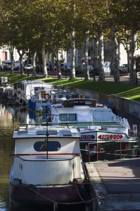 Framed Print : France, Languedoc-Roussillon, Aude Department, Narbonne, Canal de la Robine by Framed Print : France, Languedoc-Roussillon, Aude Department, Narbonne, Canal de la Robine by